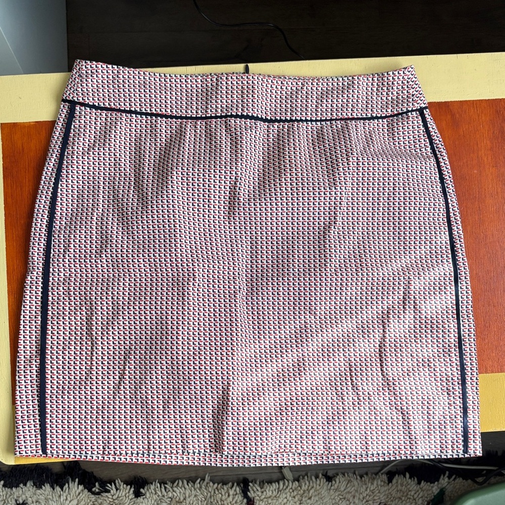 Ann Taylor Red and Black Patterned Mini Skirt